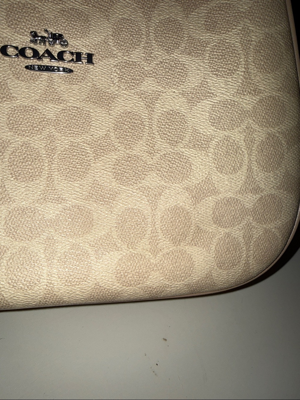 Coach Signature Pebbled Shoulder Bag in Light Taupe - Picture 14 of 16